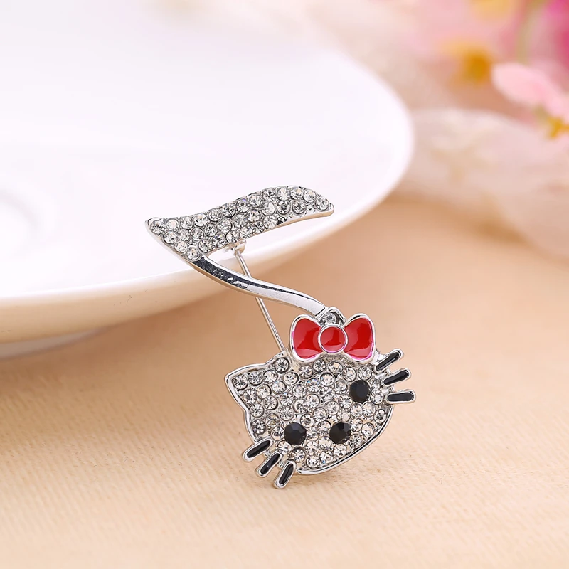 Oneckoha Модный Ювелирные изделия Стразы Привет брошь Кошечка булавка музыкальная