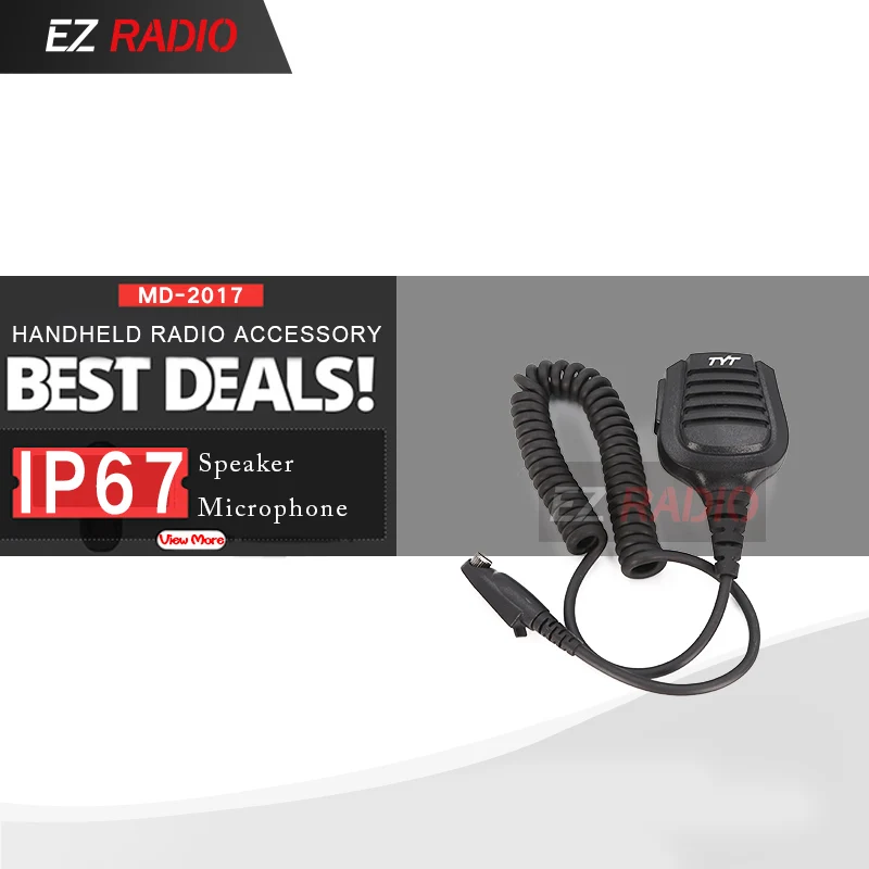 Удаленный микрофон для динамика TYT Водонепроницаемая рация MD 2017 PTT Mic Speaker