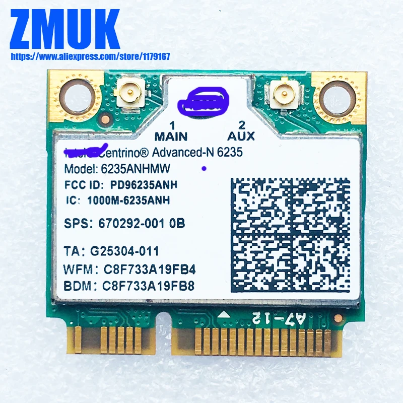 Int Centrino Advanced N 6235 802 11 ABGN 2x2 JP2 Беспроводная и BT комбинированная карта для серии hp 2170p