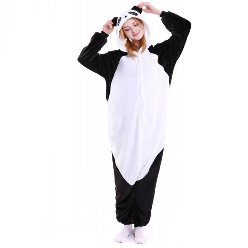 Panda GF Унисекс фланелевые пижамы с животными теплые зимние комбинезоны для взрослых пижамы Косплей ползунки «панда» для сна Lounge милые пижамы - Цвет: Panda GF
