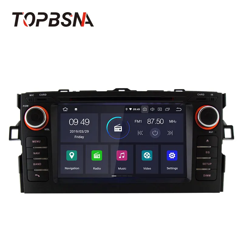 TOPBSNA 2 Din Android 10 автомобильный dvd плеер для TOYOTA Auris 2008 2011 WIFI Мультимедиа GPS Навигация