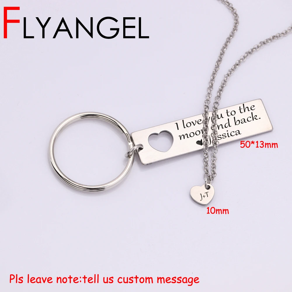 FLYANGEL 1 комплект пользовательское имя начальная кулон-сердце брелок с гравировкой