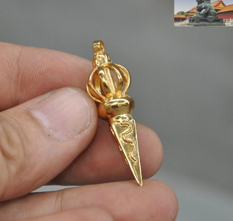 2 &quotТибетский буддизм Бронзовая позолота Vajra Phurpa кинжал оборудование Faqi Амулет