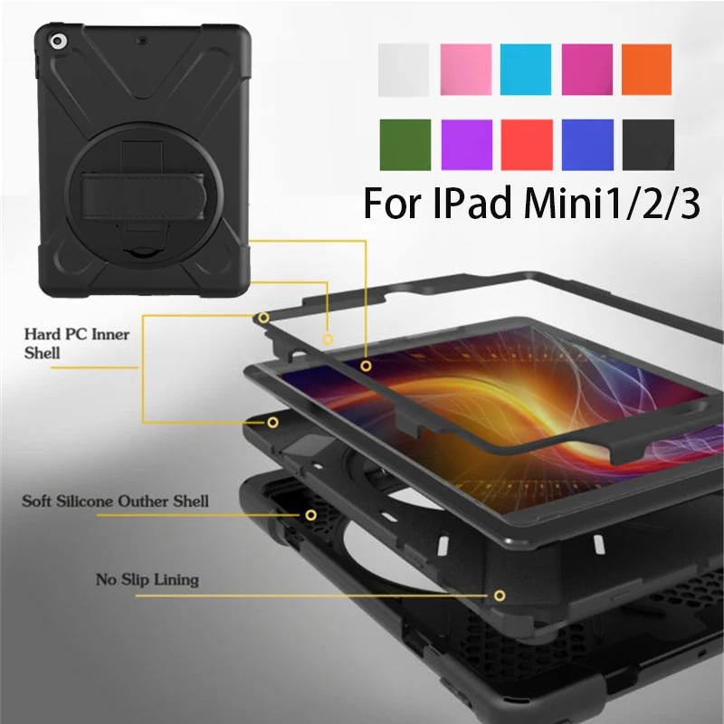 Чехол для iPad Mini1/2/3 безопасный детей противоударный сверхпрочный силиконовый