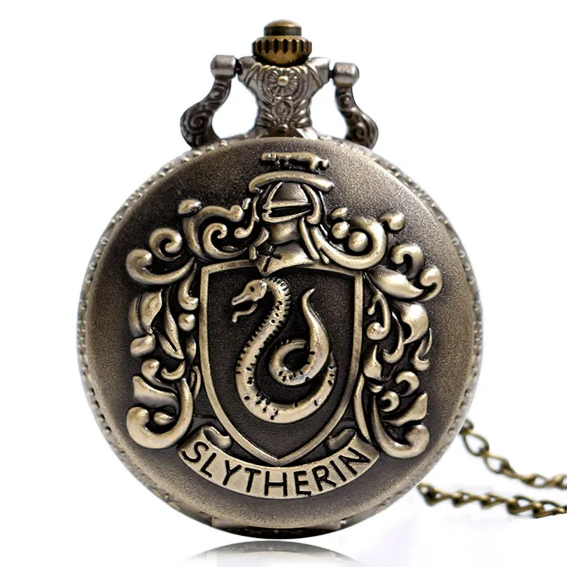 

Cool Birthday Gift School Badge Vintage Pocket Watch Cool Snake Retro Necklace for Women Men with Chain Reloj De Bolsillo