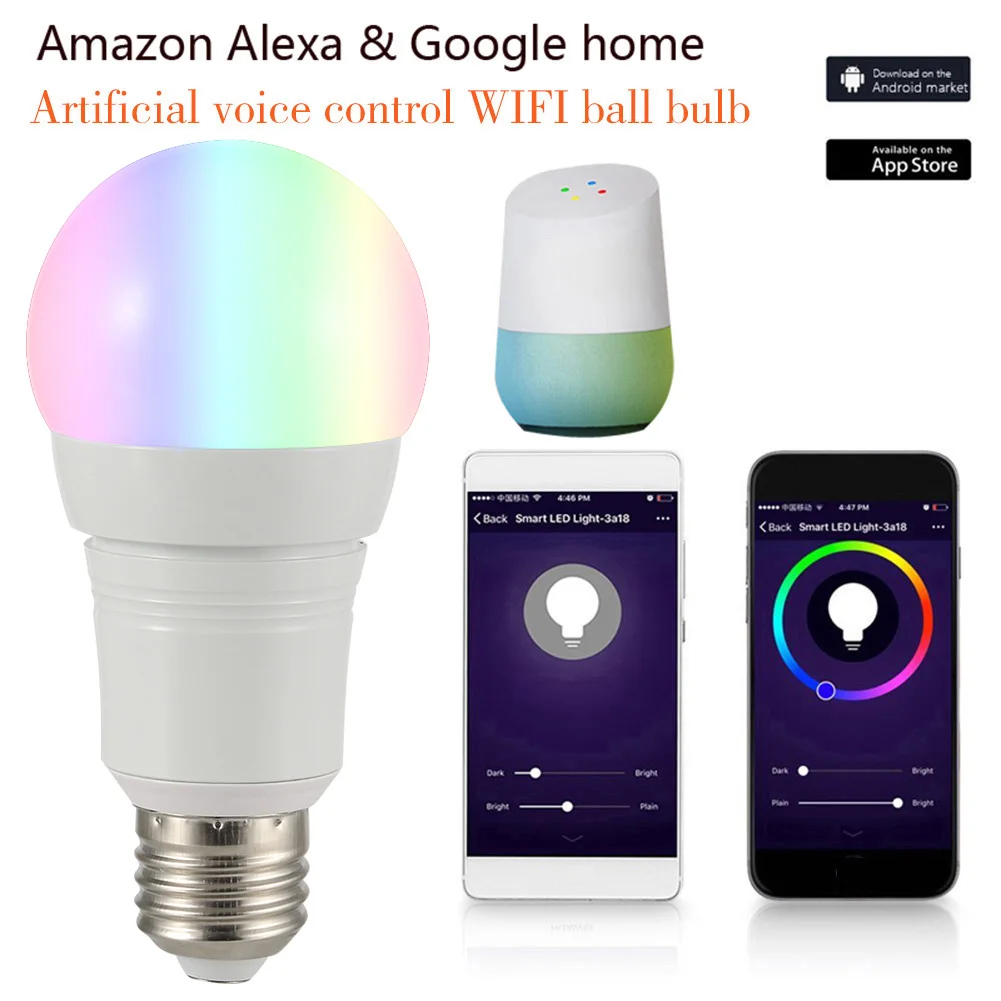 Умная Светодиодная лампа E27/B22/E14 16 цветов Wi Fi для Google Home Amazon Alexa AI88|Неоновые лампы и