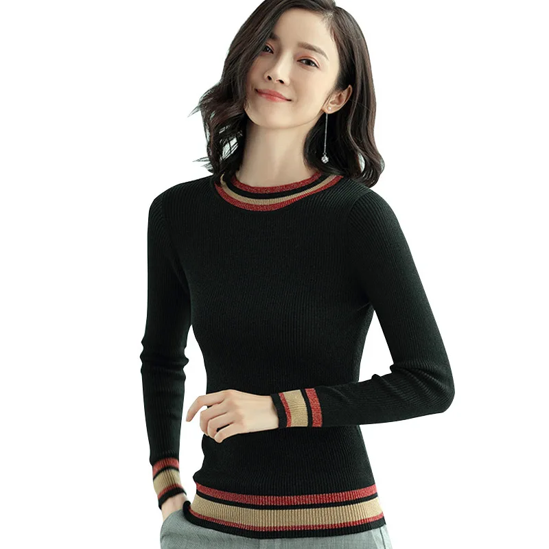 2018 Autumn Winter Office Lady Knitted O Neck 2 Color Slim Women Basic Pullover S-xl Jl-hy013 | Женская одежда