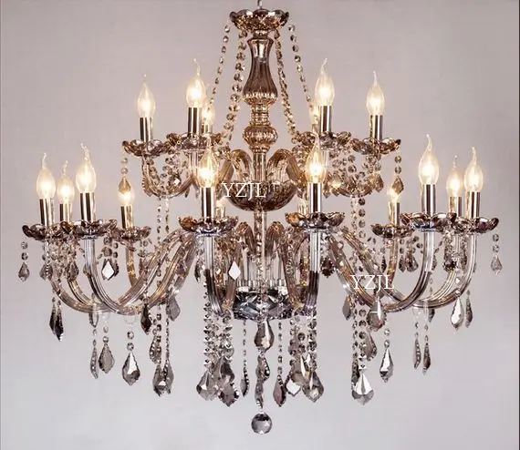 Smoke grey chandelier light crystal luxury living room bedroom dining upscale lighting | Освещение