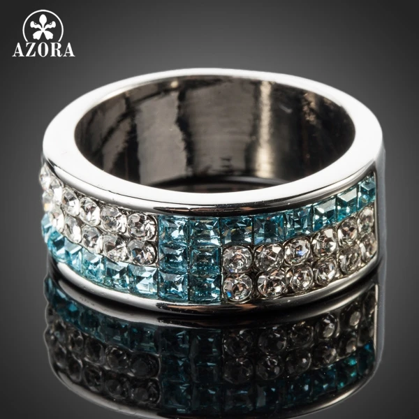 Голубое и прозрачное кольцо Stellux из австрийского хрусталя AZORA TR0083|austrian crystal