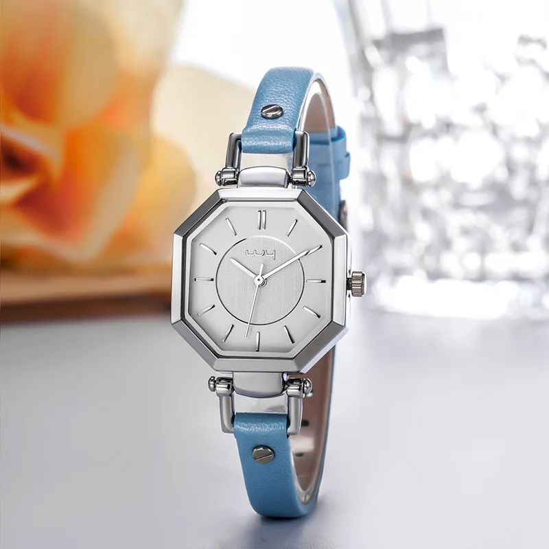 New style characteristic prismatic small dial female decorative watch leisure student  leather belt waterproof quartz watch