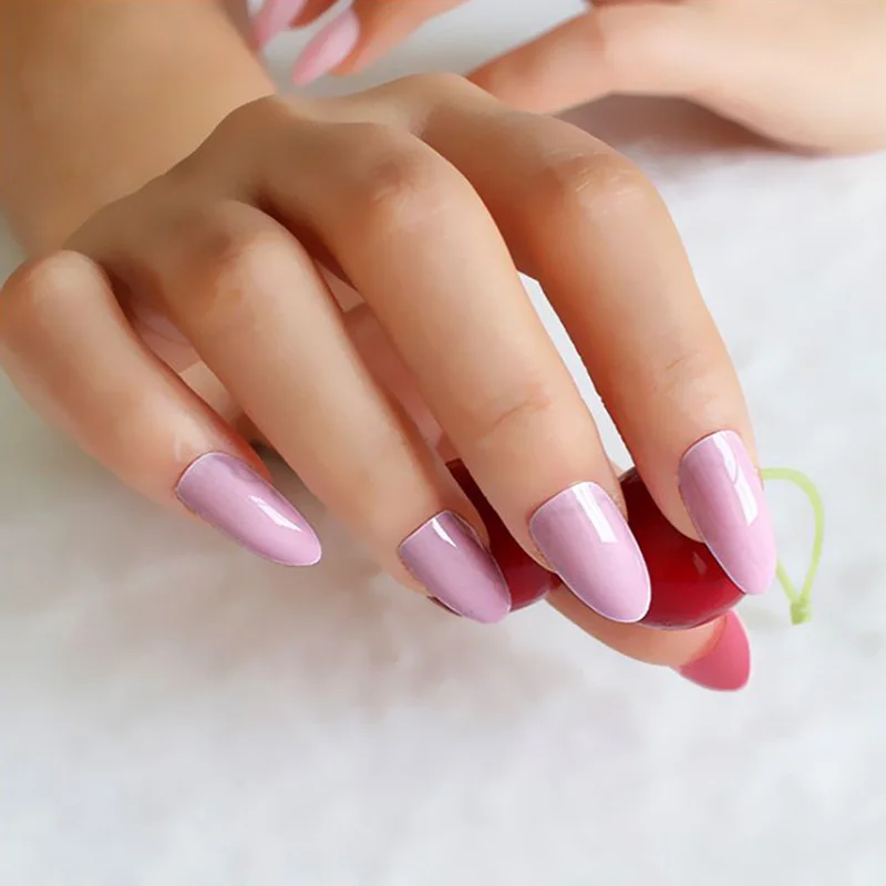 24 шт Вишневый красный полное покрытие острые концы ногтей Искусственные