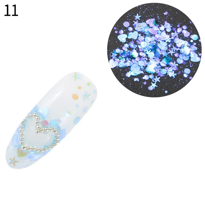 12 boxes/set AB Color Sequins Nail Art Glitter Mix Shapes Mermaid Acrylic Sparkle Tips Accessories Decoration Tool | Красота и