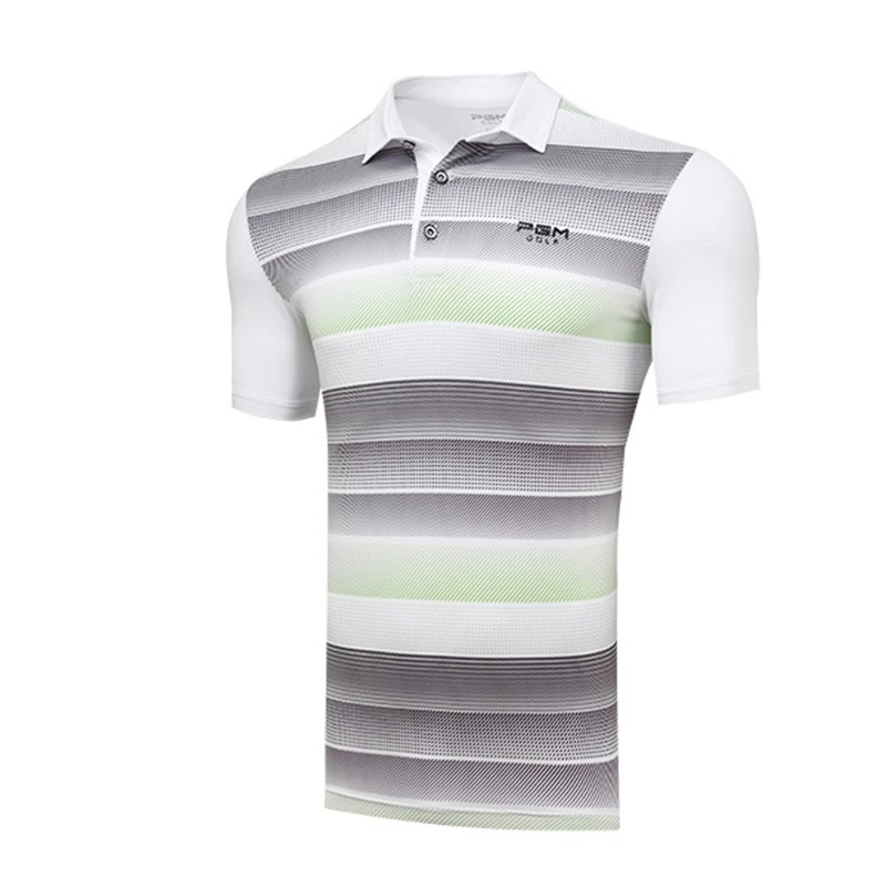 Pgm гольф Для мужчин полосатая футболка короткий рукав быстросохнущая футболки