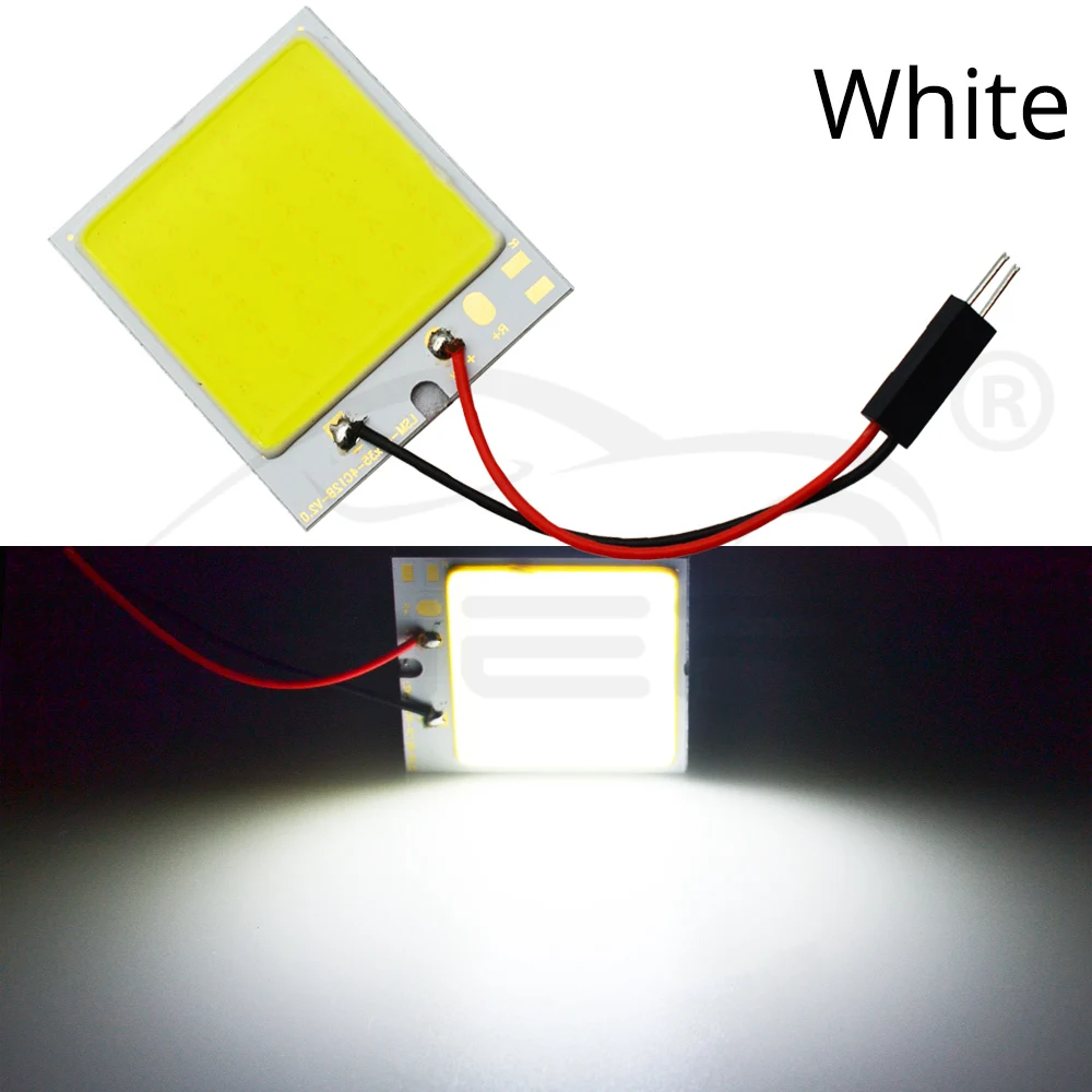 1 шт. Светодиодная лампа для чтения автомобиля T10 Cob W5W C5W 16 24 36 48 led 7 цветов, потолочный светильник, купольная лампа BA9S 3 адаптер постоянного тока 12 В