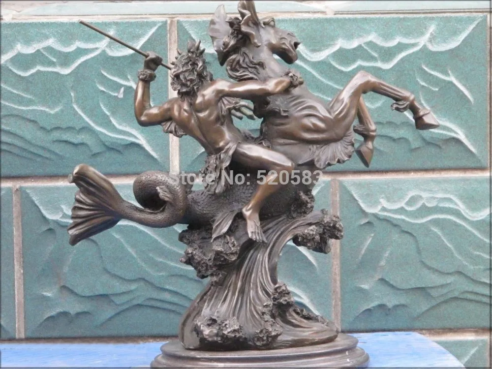 SCY 18 &quotГреческий миф Бронзовый Мраморный морской император Посейдон ездить на