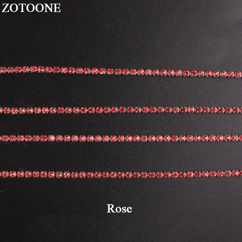 ZOTOONE SS10 1 ярд AB гвозди стразы на цепочке аппликация из страз DIY Кристалл отделка камни для одежды украшения Пришивные сумки для одежды - Цвет: rose
