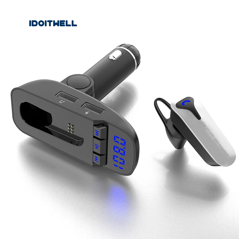 Автомобильный радиоприемник fm передатчик Bluetooth наушники комплект для автомобиля