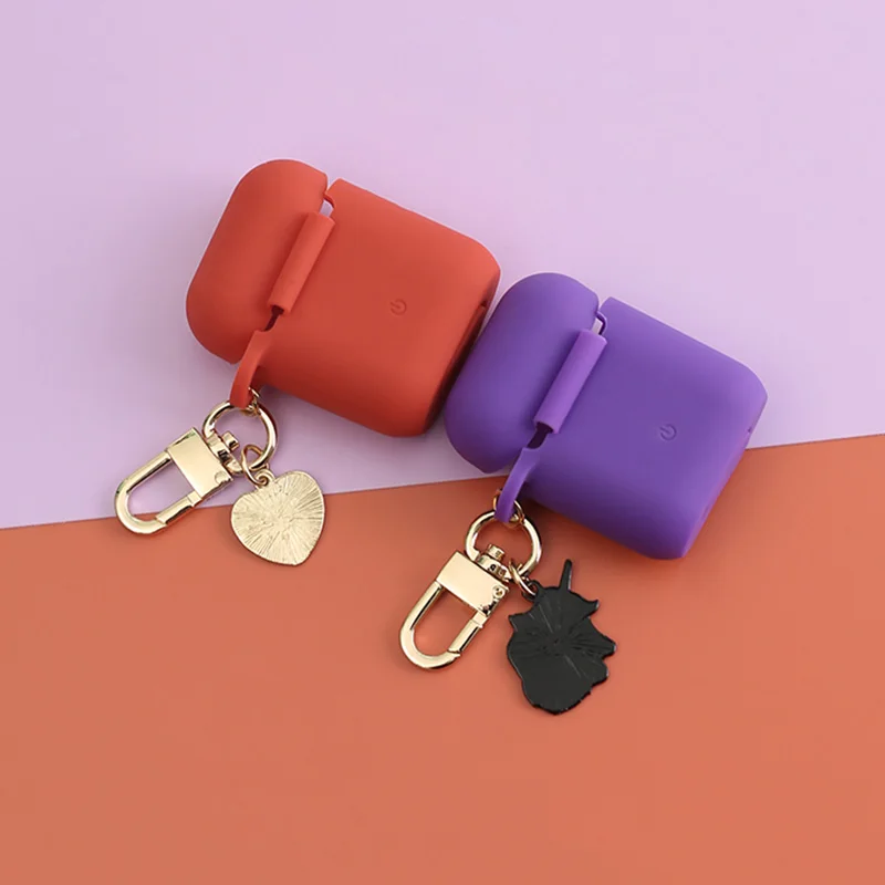 Милый Фиолетовый Unicorm кулон для Apple airpods беспроводной кейс для bluetooth-гарнитуры наушники силиконовый чехол для девочки чехол против потери
