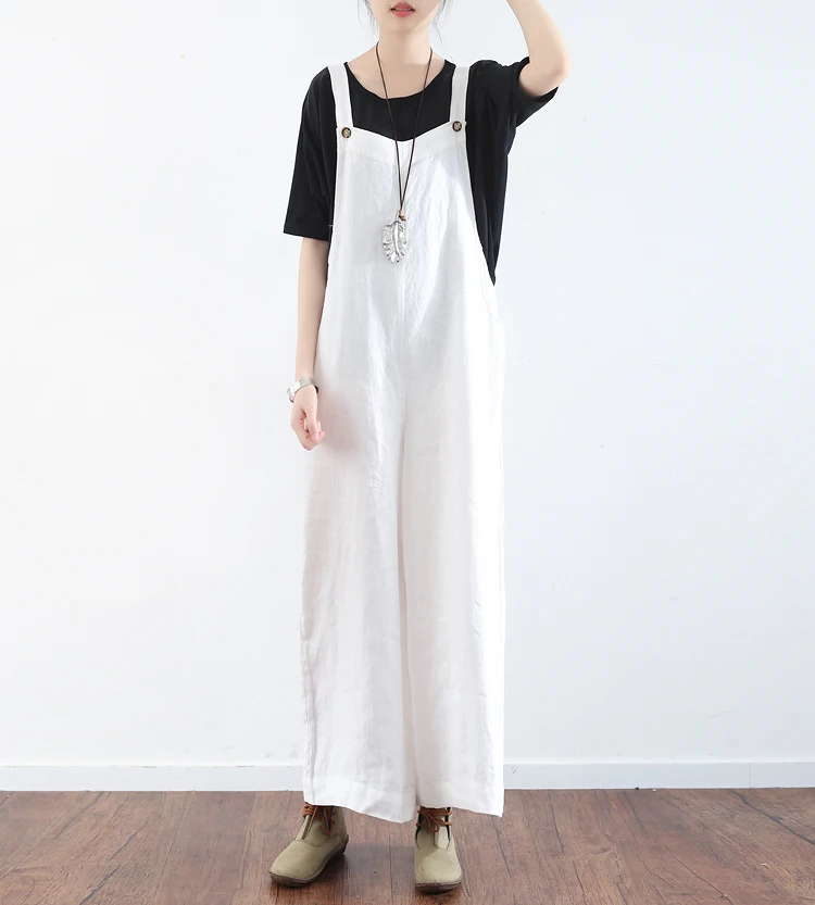 2017 летние свободные женские комбинезоны без рукавов Женский хлопковый льняной