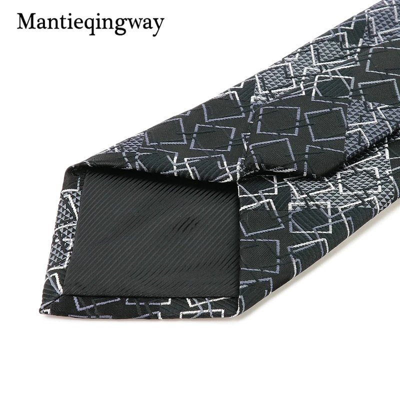Mantieqingway геометрический плед Gravatas Запонки Набор для бизнеса 8,5 см черные корбаты галстук запонки платок Набор для костюма
