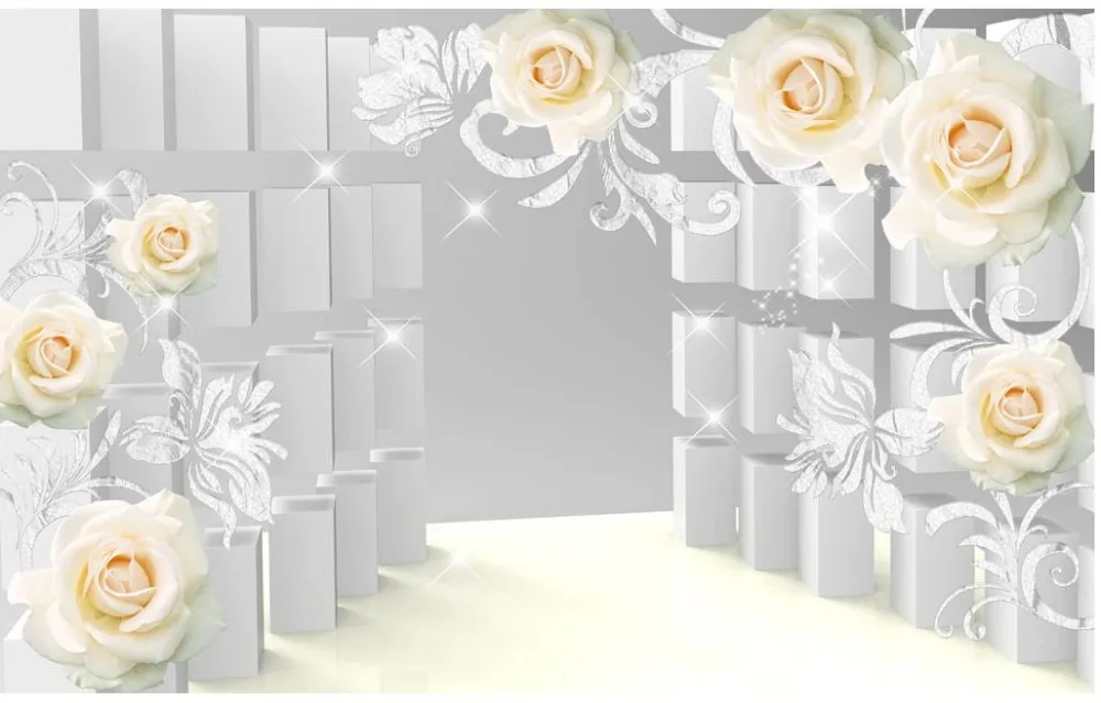 Современные обои для гостиной розы 3D стерео с цветами 3d стереоскопические