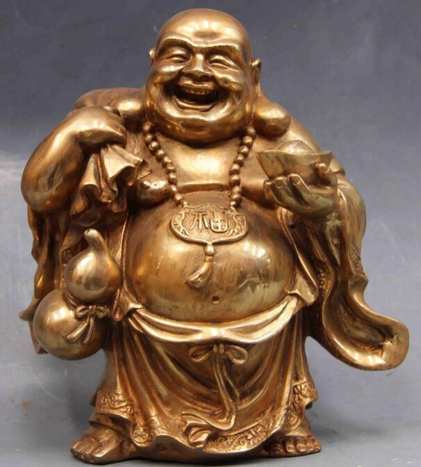 

bi001675 Chinese folk Bronze Copper Rohan Happy Laugh Maitreya Buddha happy buddha Statue