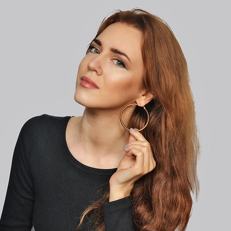 LILIE и белый классический круглые серьги обруча для Для женщин позолота моды