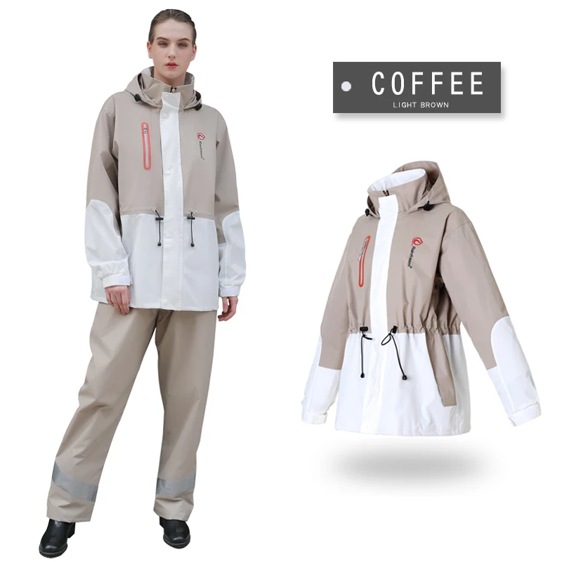 Coffee Rainfreem для мужчин/для женщин водонепроницаемый дождевик Костюмы Контраст Цвет пончо водостойкий Motorcycling дождевик Tour пеший Туризм дождевик - Цвет: Coffee