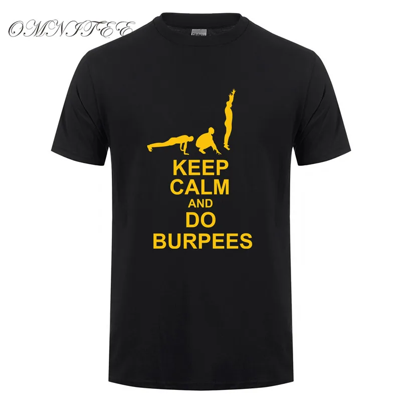 Мужская Летняя мода Gymer футболки Keep Calm и Do Burpees футболки короткий рукав хлопок фитнес мужские футболки XS-3XL OT-879 - Цвет: As picture