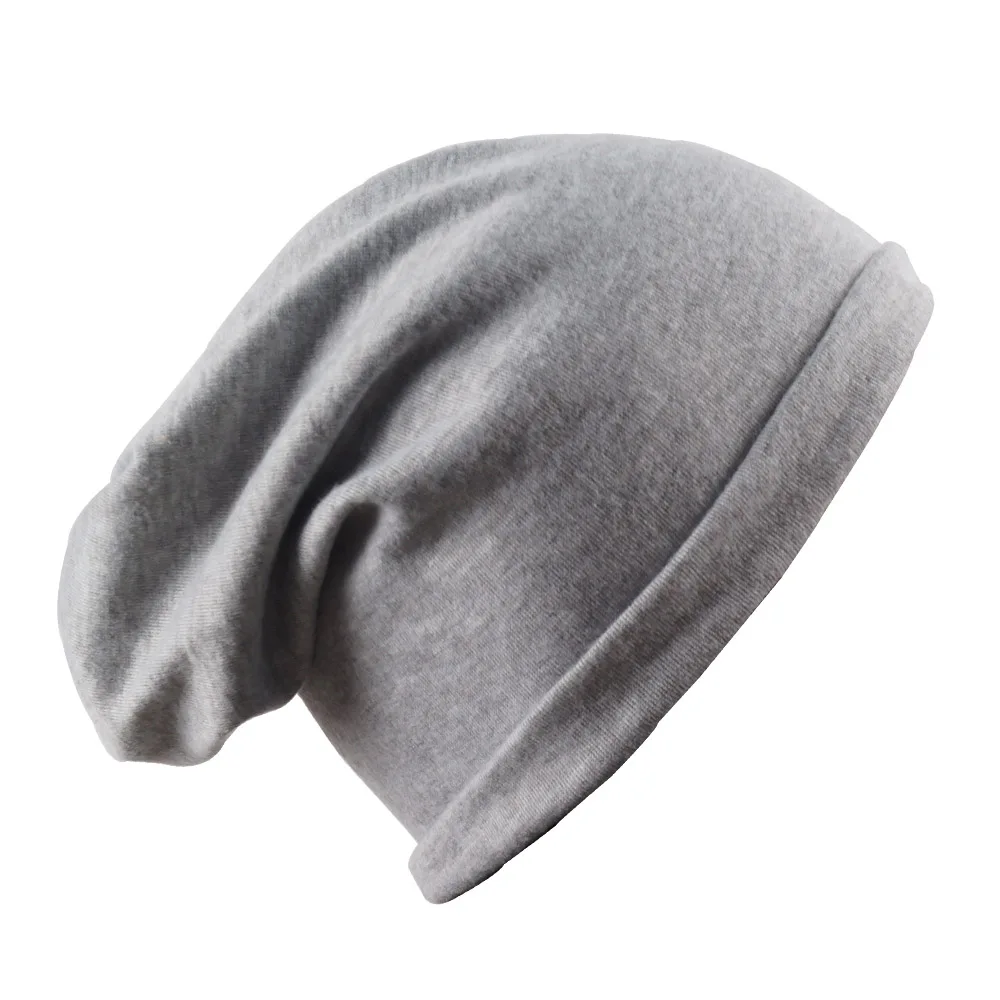 Простая вязанная хлопковая шапка Skullies для женщин унисекс шеи Теплая весенне-осенняя Уличная Повседневная шапка мужские береты бини - Цвет: 5