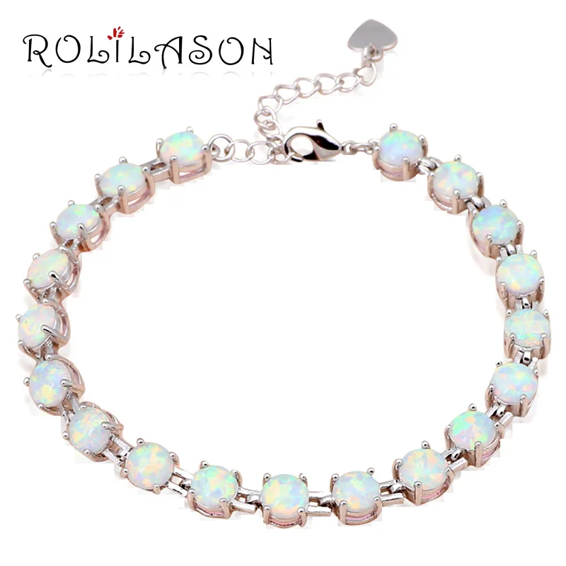 Роскошные Браслеты для Дамы бренд Дизайн Круглый Белый огненный опал Серебро