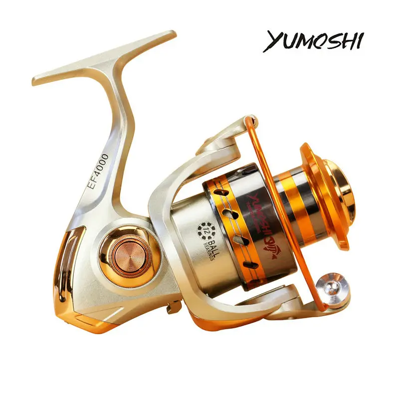 YUMOSHI fishing reel spinning EF Series Aluminum Spool Superior Ratio 5.5:1 5.2:1 4.1:1 10BB 12BB carretilha pesca baitcasting | Спорт и