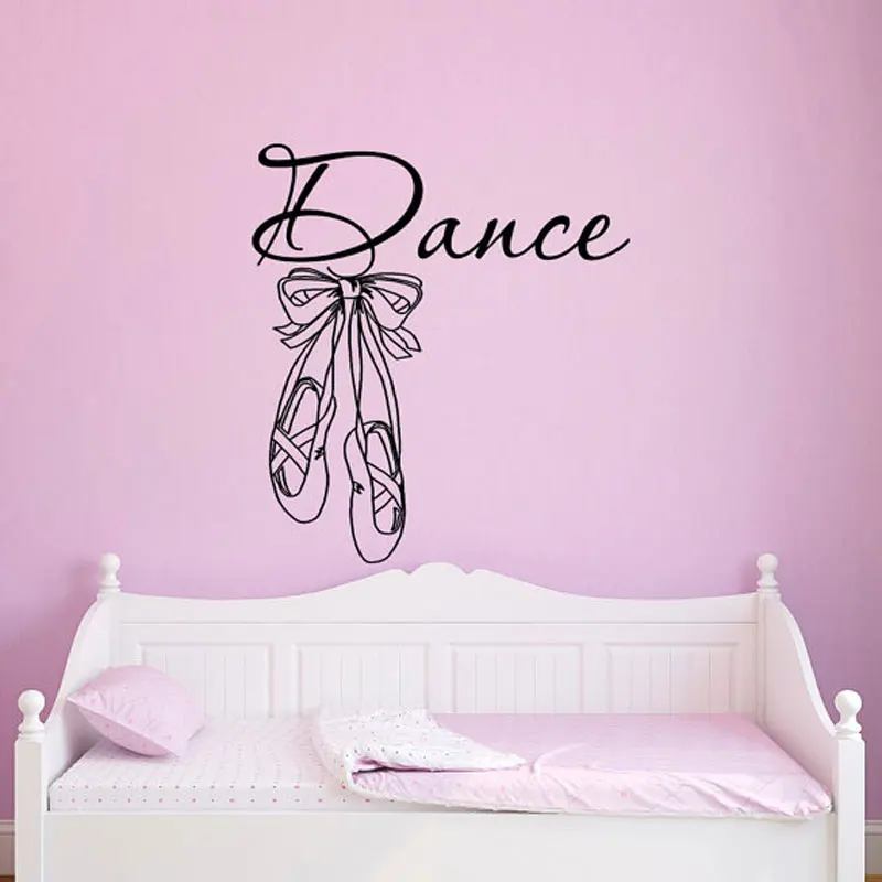 Dance Wall Decals Stickers Ballet Shoes Slippers Ballerina Art Home Decor Girls Bedroom Nursery Kids Room Removable Mural DA15