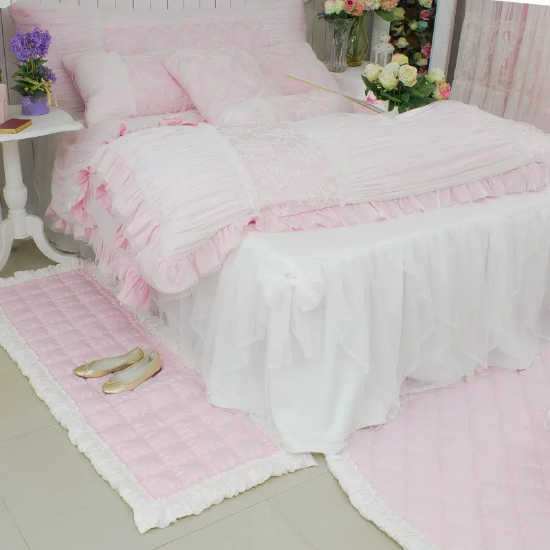 Новинка милый розовый комплект постельного белья роскошная Европейская вышивка