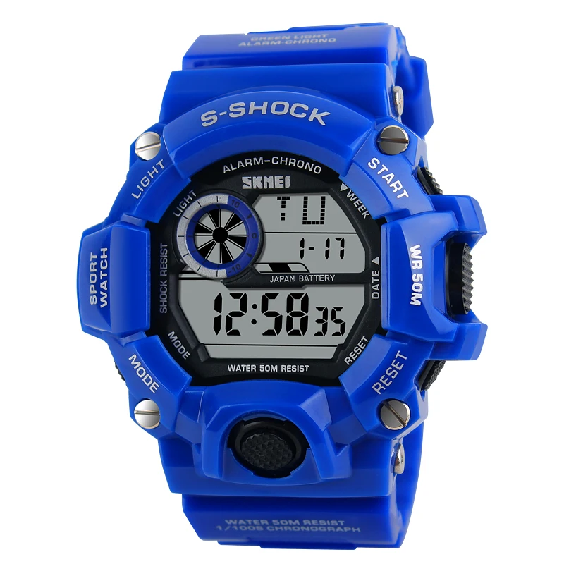 AllBlue S SHOCK мужские спортивные часы SKMEI люксовый бренд камуфляжные военные часы цифровой светодиодный водонепроницаемый наручные часы Relogio Masculino - Цвет: AllBlue