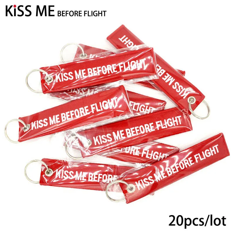 20 шт./лот KISS ME BEFORE FLIGHT вышивка Брелки для женщин сумка Подвеска мужчин