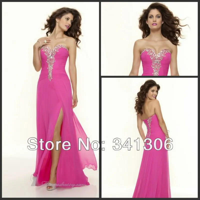 2013 new arrived sweetheart off the shoulder crystal chiffon spit sexy evening dress cost to customer | Свадьбы и торжества