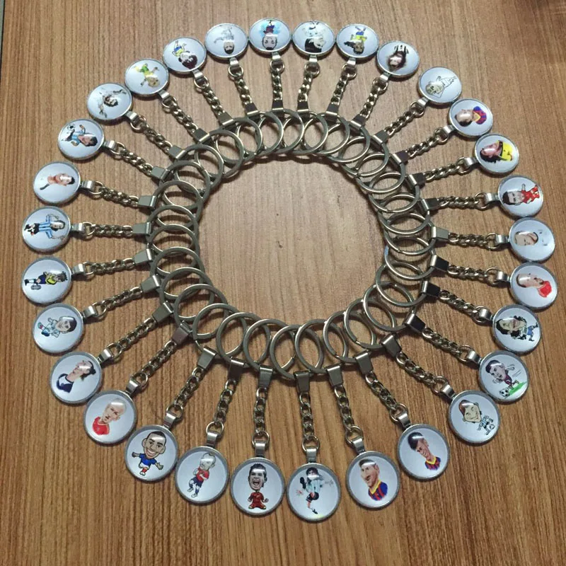 

5Pcs/lot Mixed Alloy Football Star Keychain Cabochon Setting Pendant Key Rings