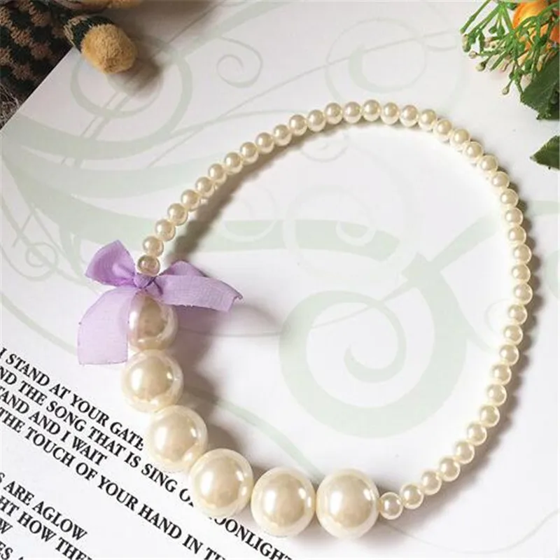 Классическое кружевное ожерелье с имитацией жемчуга и бантом на цепочке для