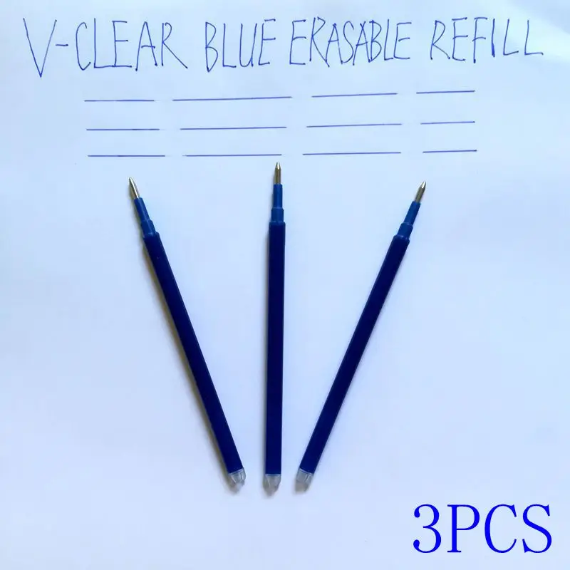3 pcs Blue Refill VCLEAR 0,7 мм стираемая гелевая чернильная ручка с резиновым ластиком 2 шт рекламная невидимая чернильная ручка милый ластик ручка Frixion ручка с исчезающими чернилам - Цвет: 3 pcs Blue Refill