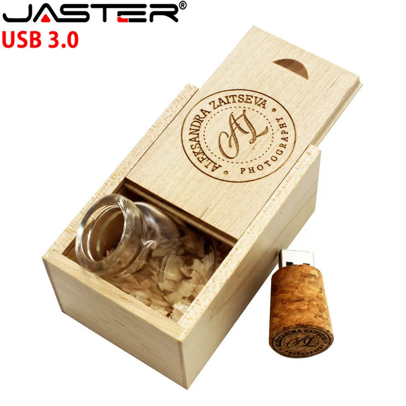 JASTER USB 3,0 стеклянная бутылка с пробкой USB флеш-накопитель стеклянная бутылка Флешка 4 ГБ 8 ГБ 16 ГБ 32 ГБ 64 ГБ свадебный подарок