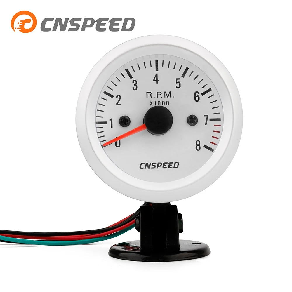 CNSPEED белый лицевой датчик 52 мм 0 8000 тахометр об/мин Спидометр с синим светодиодный