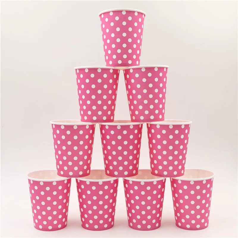 10pcs \ серия розовый горошек Baby Shower украшения Бумага GlassKids выступает с днем День