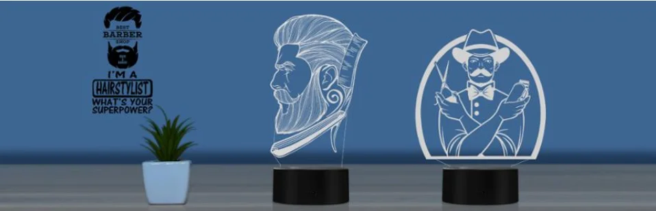 Парикмахерская череп 3D Оптические иллюзии светильник Hipster Скелет Парикмахерская бритья светодиодный Ночной светильник в виде усов стол с черепами визуальный Лампа неоновая вывеска