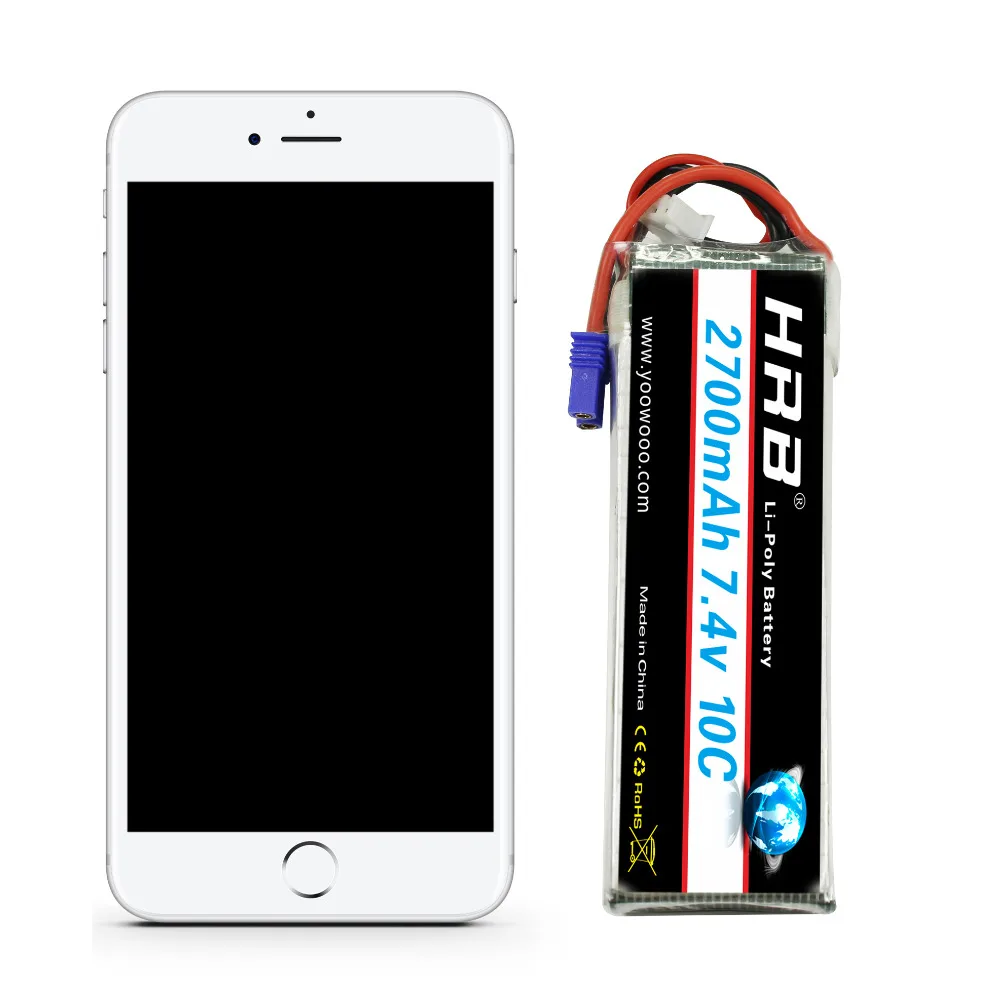 2 шт. HRB Hubsan H501S 4x вертолетный липо 2S батарея 7,4 V 2700mah 10C MAX 20C EC2 аккумуляторная батарея для самолета квадрокоптера