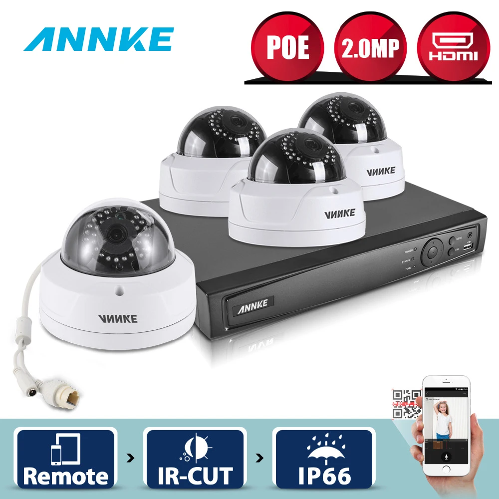 ANNKE 1080 P PoE камера безопасности Система 4CH 6MP безопасность NVR с 4 шт. CCTV купол