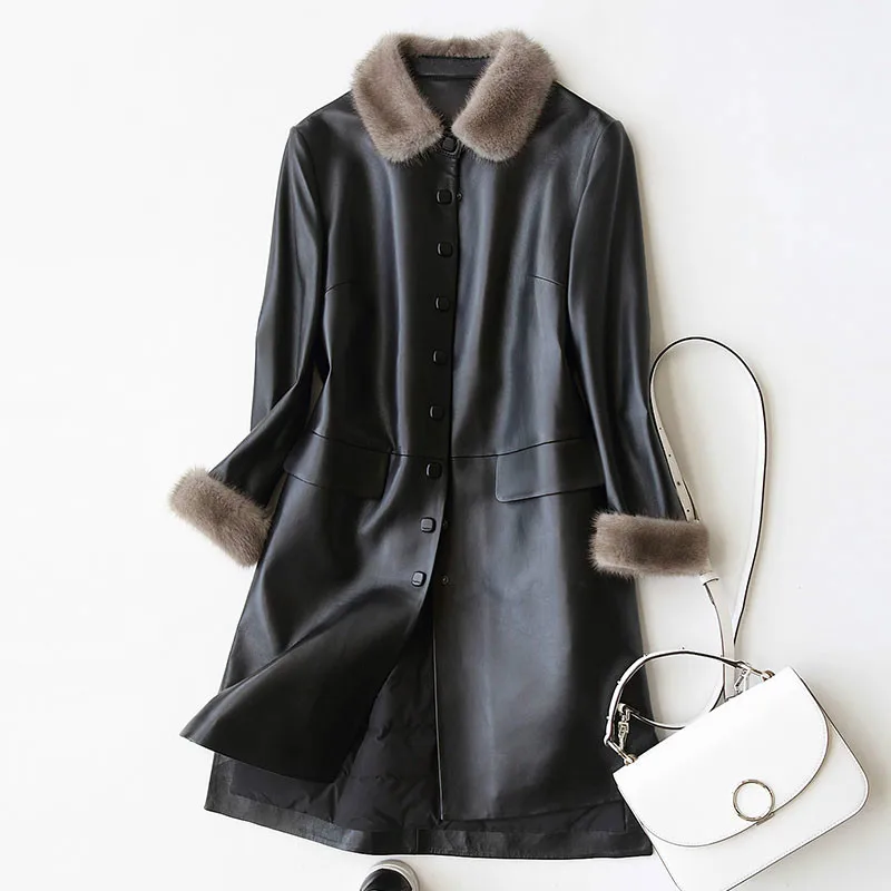 

New Real Genuine Leather Jacket Sheepskin Coat Autumn Winter Coat Women Clothes European Manteau Femme Hiver Plus Size Z933