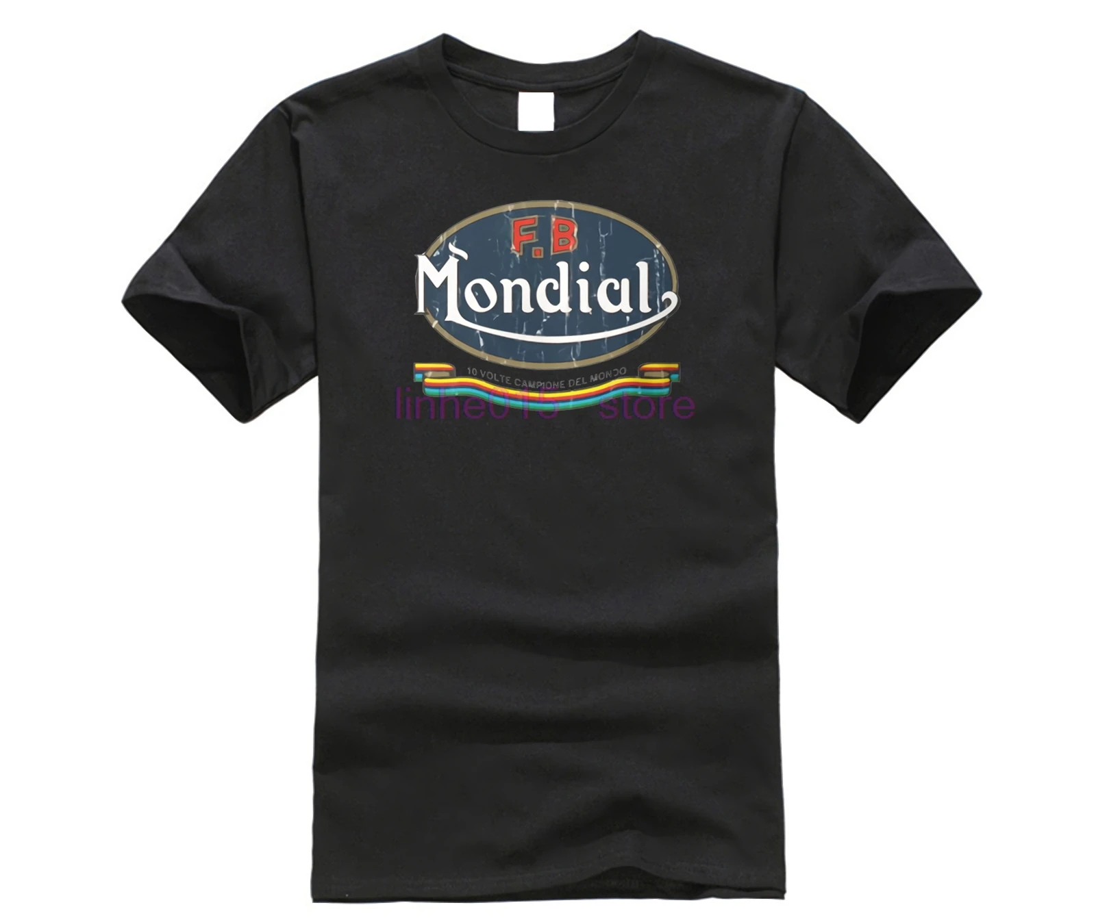 Мужские Забавные футболки из хлопка с коротким рукавом мужские moto Mondial FB Ribbon SCHWARZ