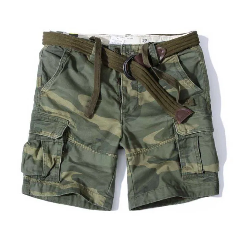Green Camo Ретро военные камуфляжные карго шорты мужские повседневные армейские пляжные шорты премиум качества Свободные мешковатые шорты с карманами летняя одежда - Цвет: Green Camo