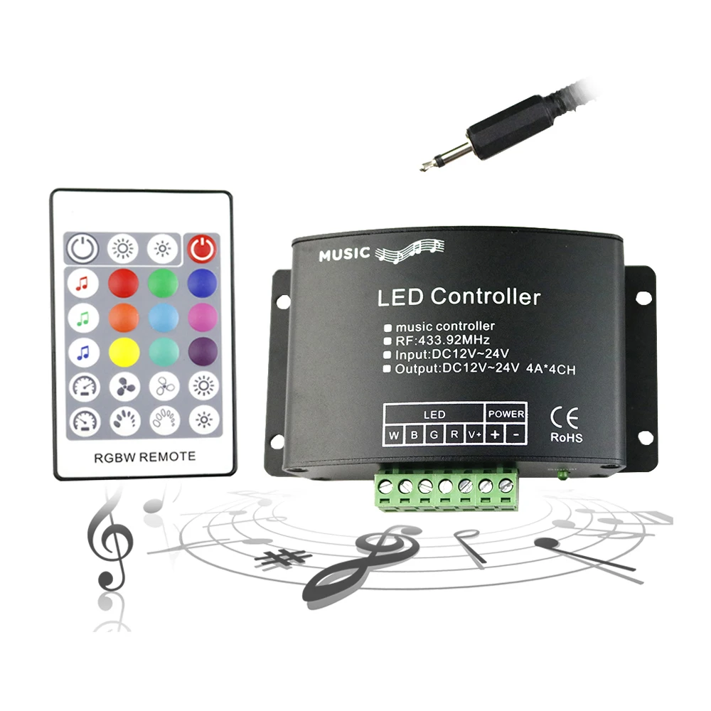 DC12V 24V RGBW Музыка Светодиодный Управление 4A * 4CH 24 клавиши РФ Пульт дистанционного